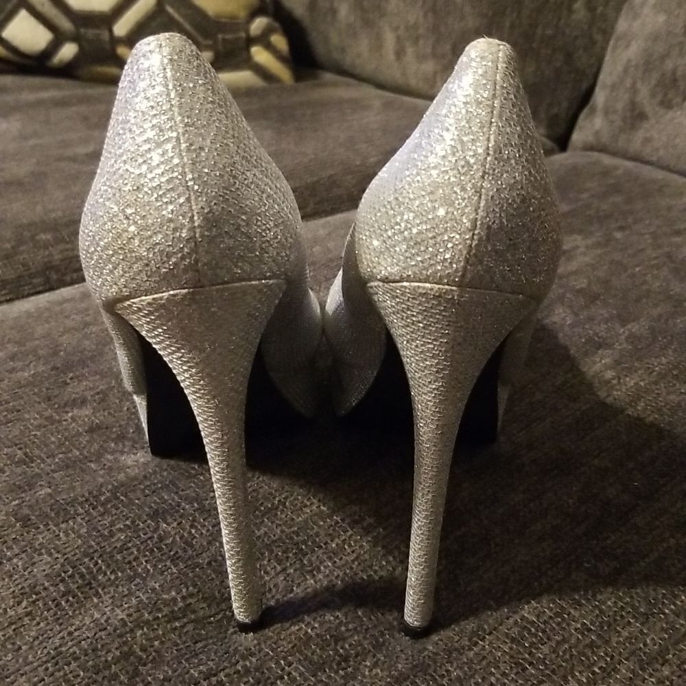 đ€ Sexy Charlotte Russe Silver Sparkle High Heels Sizeâ8 - Picture 5 of 6